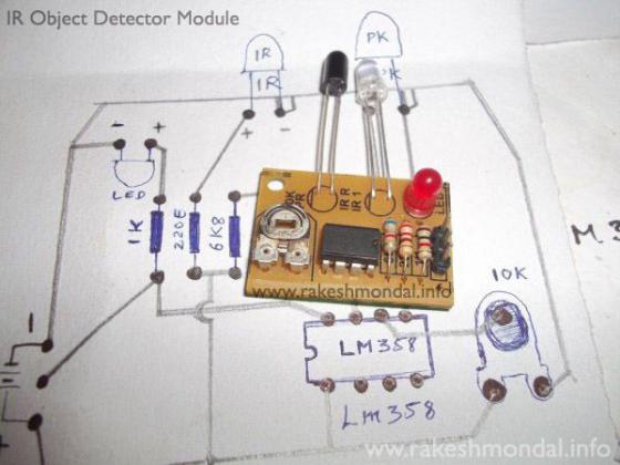 Infrared IR Sensor Circuit Object Detection Module using IR LED and LM358