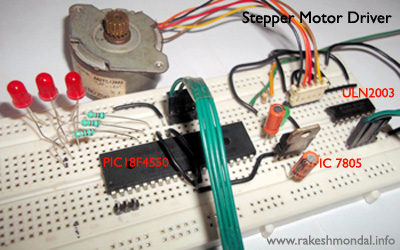 Stepper Motor Driver with IC 7805 voltage regulator