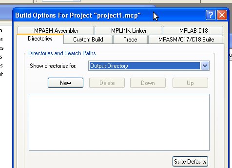 Directory settings for mplab Current project