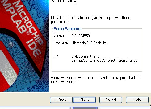 Project Parameter Summary for pic18f4550