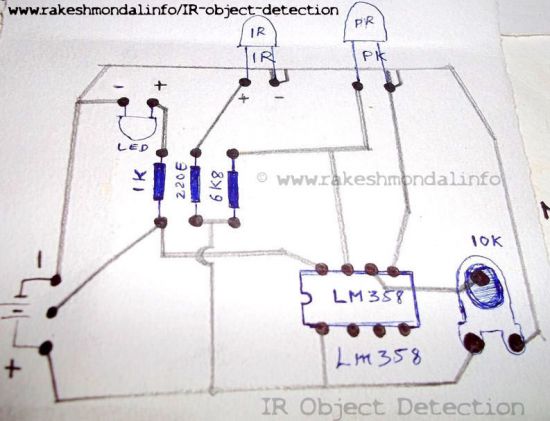 IR LED and photo diode, IR object detection circuit
